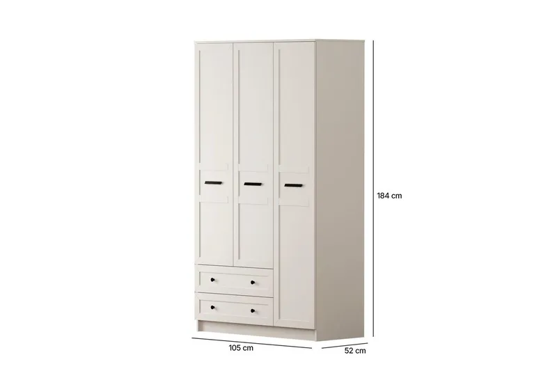 Meyra Garderobe 105x184 cm - Matt Hvit - Oppbevaring - Garderober & garderobesystem