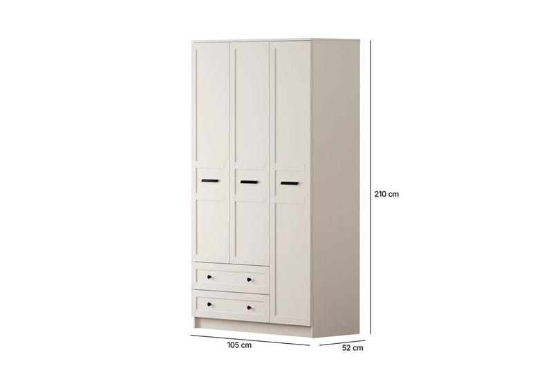 Meyra Garderobe 105x210 cm - Matt Hvit - Oppbevaring - Garderober & garderobesystem