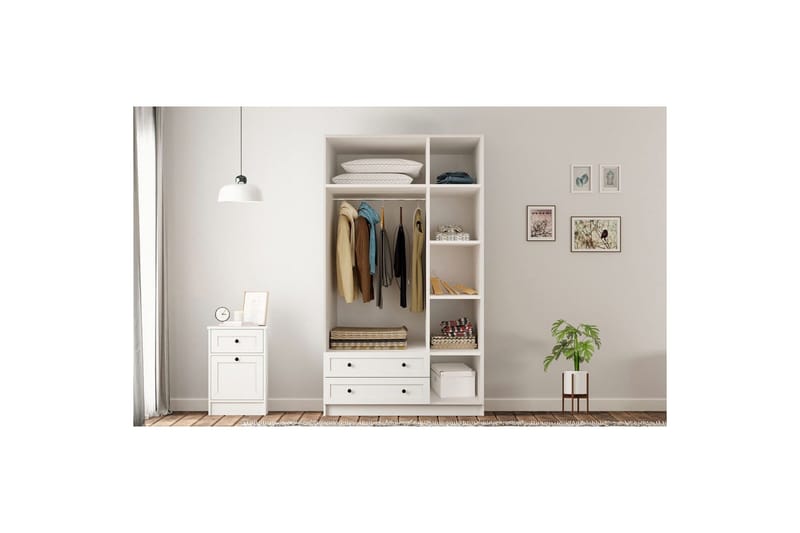 Meyra Garderobe 105x210 cm - Matt Hvit - Oppbevaring - Garderober & garderobesystem