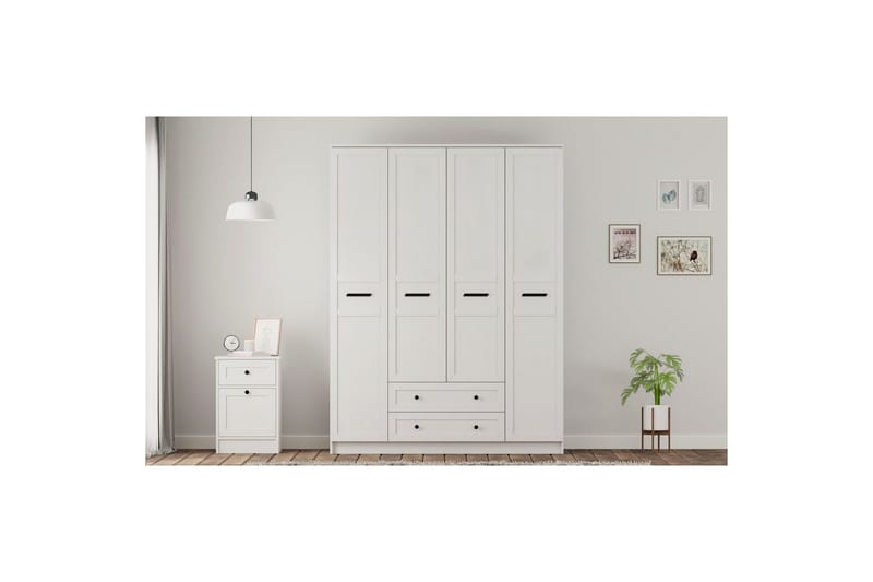Meyra Garderobe 140x184 cm - Matt Hvit - Oppbevaring - Garderober & garderobesystem