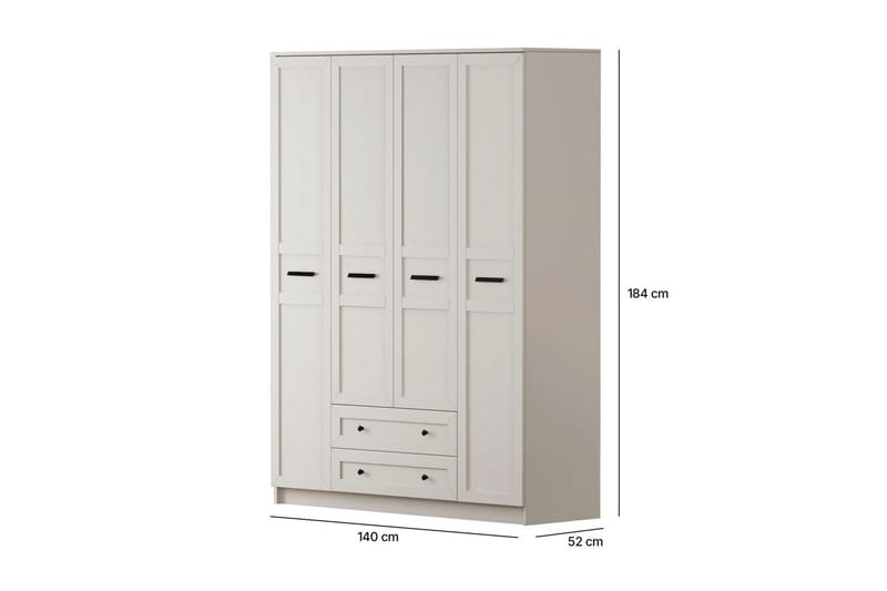 Meyra Garderobe 140x184 cm - Matt Hvit - Oppbevaring - Garderober & garderobesystem