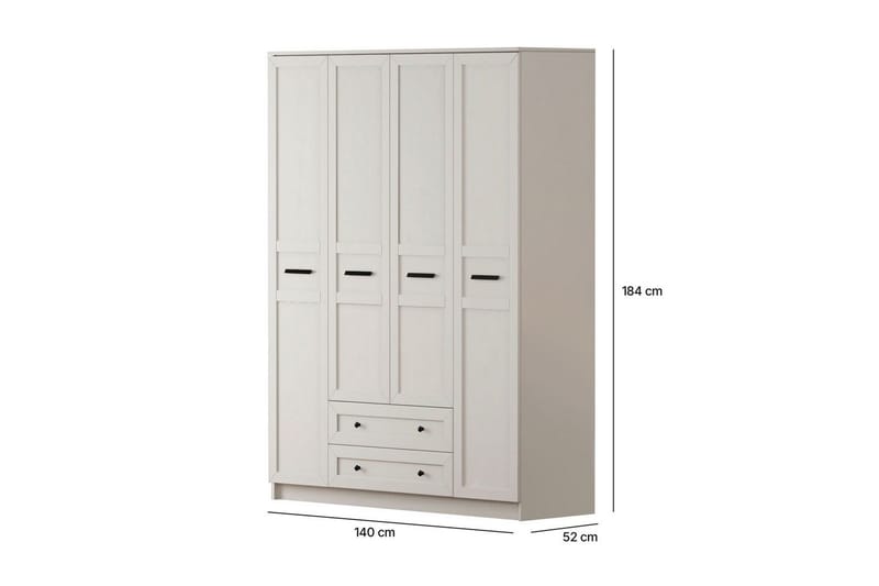 Meyra Garderobe 140x184 cm - Matt Hvit - Oppbevaring - Garderober & garderobesystem