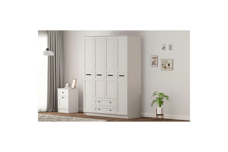 Meyra Garderobe 140x210 cm - Hvit - Oppbevaring - Garderober & garderobesystem