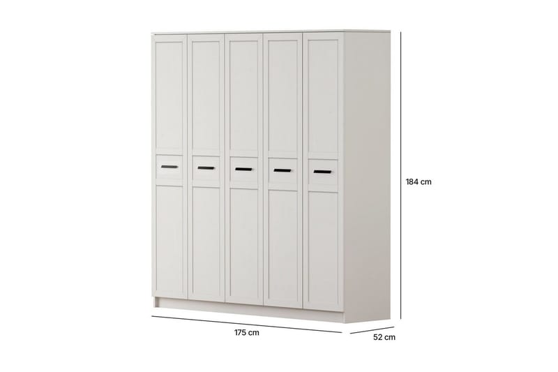 Meyra Garderobe 175x184 cm - Matt Hvit - Oppbevaring - Garderober & garderobesystem