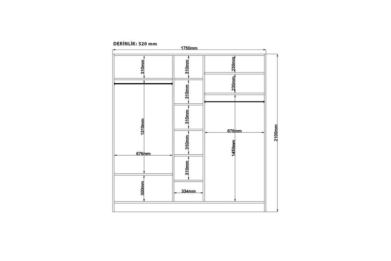 Meyra Garderobe 175x210 cm - Matt Hvit - Oppbevaring - Garderober & garderobesystem