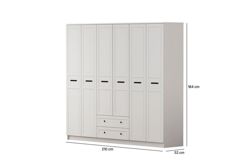 Meyra Garderobe 210x184 cm - Hvit - Oppbevaring - Garderober & garderobesystem