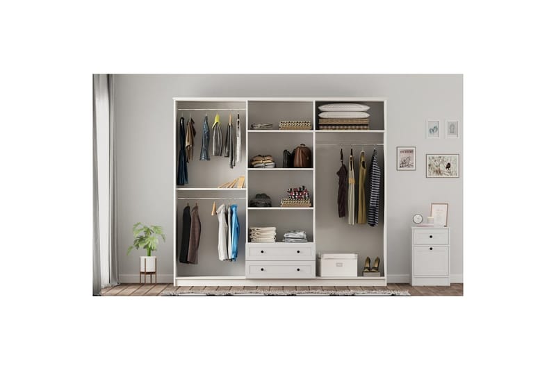 Meyra Garderobe 210x210 cm - Matt Hvit - Oppbevaring - Garderober & garderobesystem