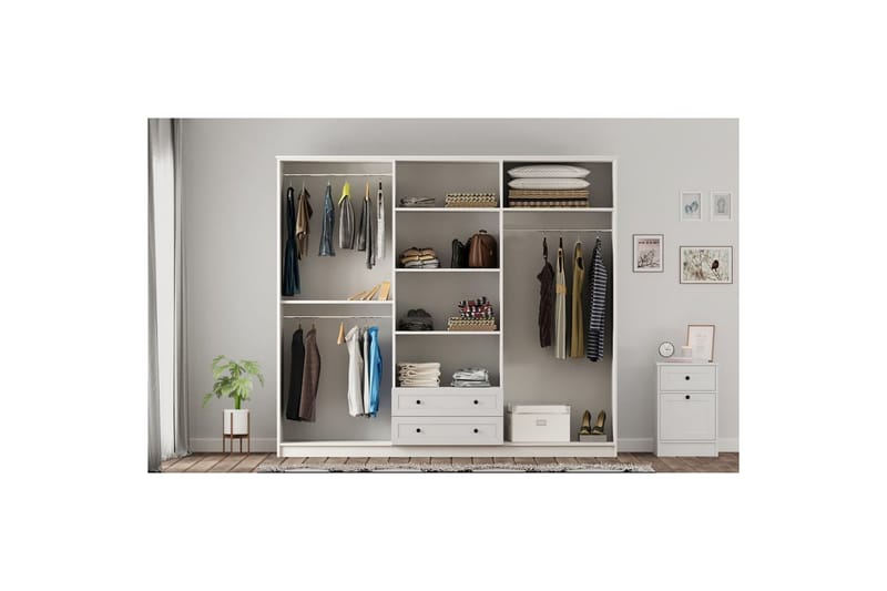 Meyra Garderobe 210x210 cm - Matt Hvit - Oppbevaring - Garderober & garderobesystem