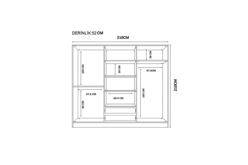 Meyra Garderobe 210x210 cm - Matt Hvit - Oppbevaring - Garderober & garderobesystem