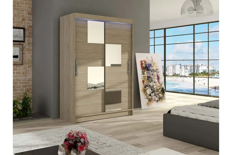 Miami Garderobe 120x58x200 cm - Beige / Grå - Oppbevaring - Garderober & garderobesystem