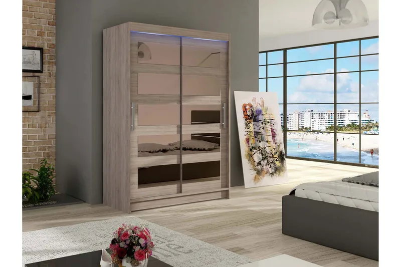 Miami Garderobe 120x58x200 cm - Beige / Grå - Oppbevaring - Garderober & garderobesystem