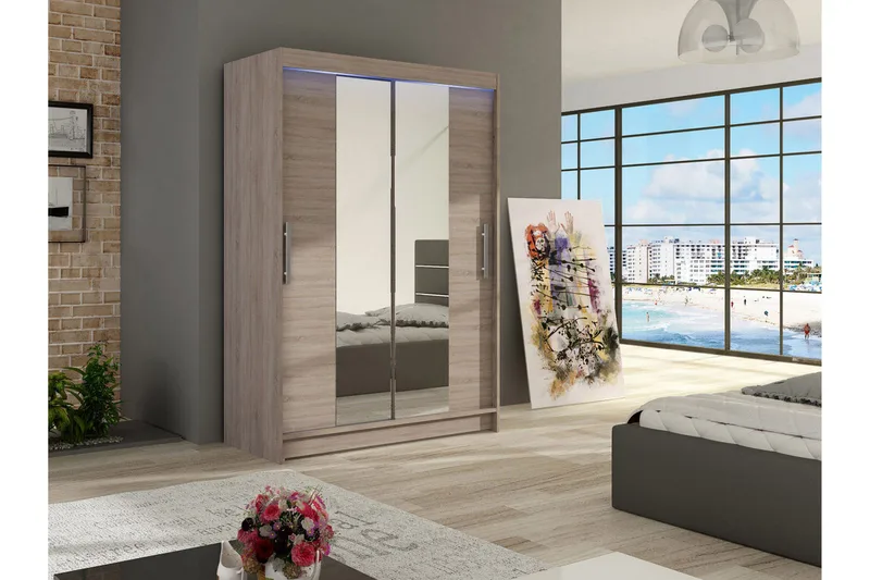 Miami Garderobe 120x58x200 cm - Beige / Grå - Oppbevaring - Garderober & garderobesystem