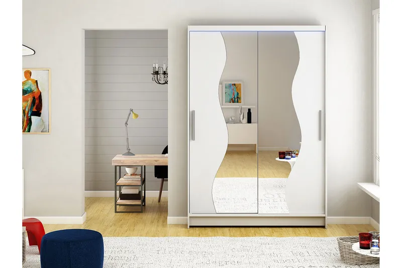 Miami Garderobe 120x58x200 cm - Beige / Hvit - Oppbevaring - Garderober & garderobesystem