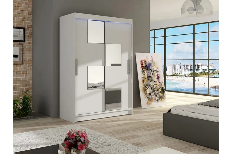 Miami Garderobe 120x58x200 cm - Beige / Hvit - Oppbevaring - Garderober & garderobesystem