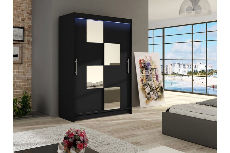 Miami Garderobe 120x58x200 cm - Beige / Svart / Hvit - Oppbevaring - Garderober & garderobesystem