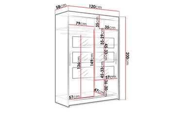 Miami Garderobe 120x58x200 cm - Hvit - Oppbevaring - Garderober & garderobesystem