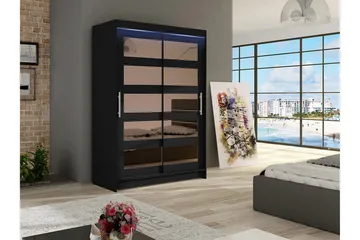 Miami Garderobe 120x58x200 cm - Svart - Oppbevaring - Garderober & garderobesystem