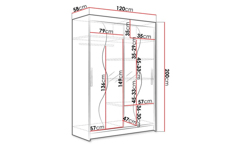 Miami Garderobe 120x58x200 cm - Oppbevaring - Garderober & garderobesystem