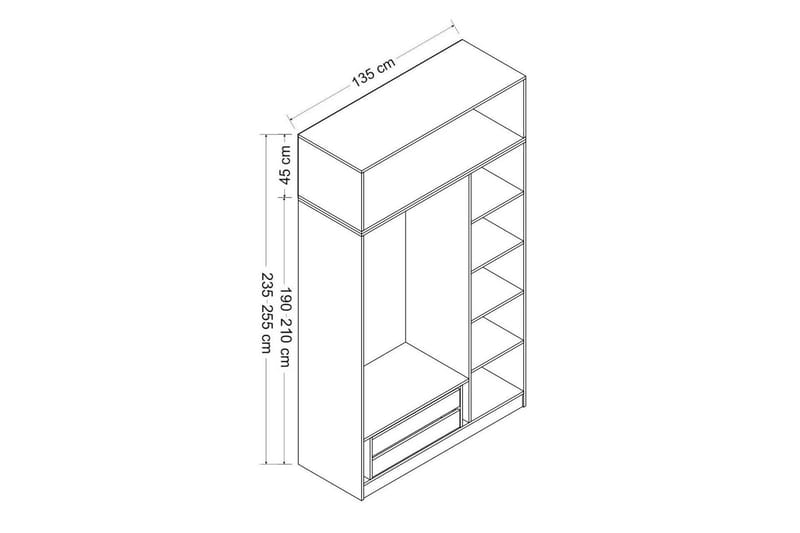 Minar Garderobe 135 cm - Antrasitt - Oppbevaring - Garderober & garderobesystem