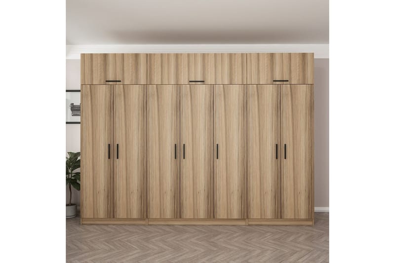 Minar Garderobe 315x235 cm - Valnøtt - Oppbevaring - Garderober & garderobesystem