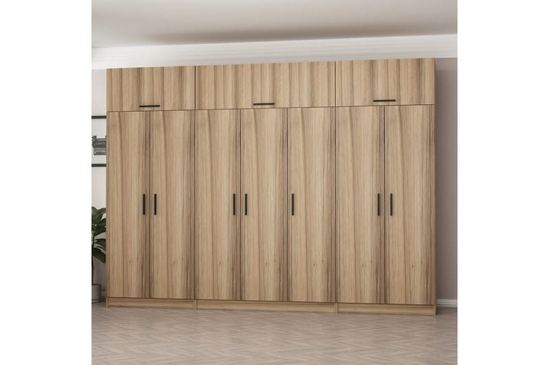 Minar Garderobe 315x235 cm - Valnøtt - Oppbevaring - Garderober & garderobesystem