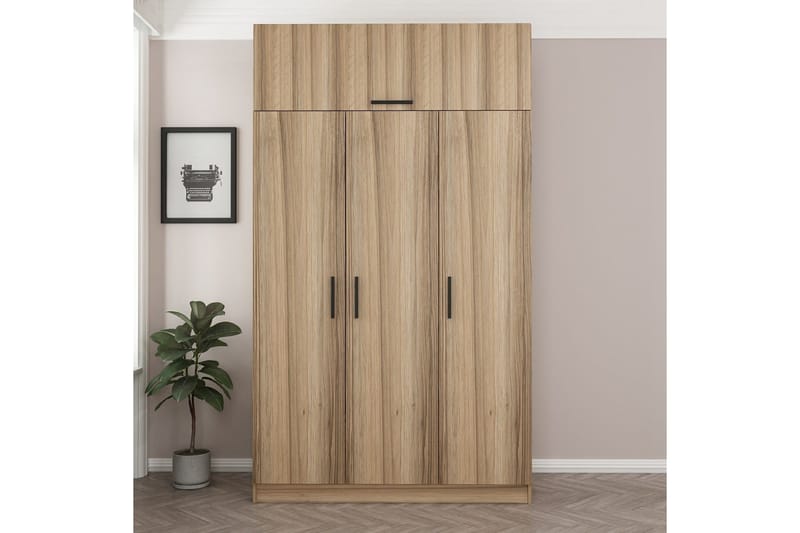 Minar Garderobeskap 135 cm i Mørkt Tre - Brun - Oppbevaring - Garderober & garderobesystem