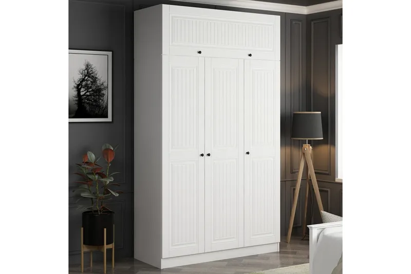 Minar Rektangulær Garderobe 135 cm i Tre - Hvit - Oppbevaring - Garderober & garderobesystem