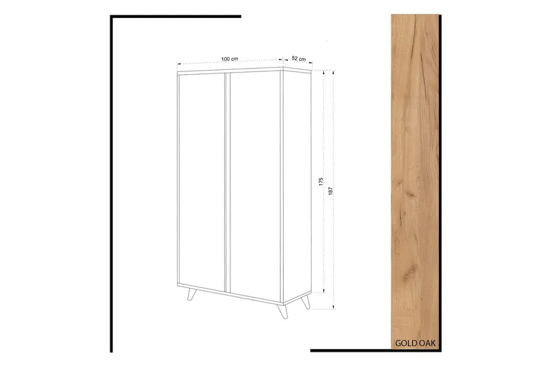 Mod Garderobeskap 100 cm i Malt Tre - Hvit|Brun - Oppbevaring - Garderober & garderobesystem