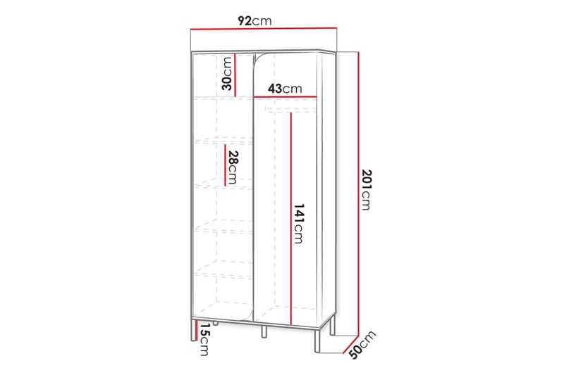 Monfort Garderobeskap 92x201 cm - Beige - Oppbevaring - Garderober & garderobesystem