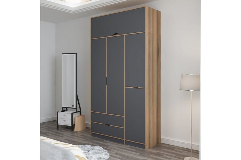Munna Garderobe 140x253 cm - Antrasitt - Oppbevaring - Garderober & garderobesystem