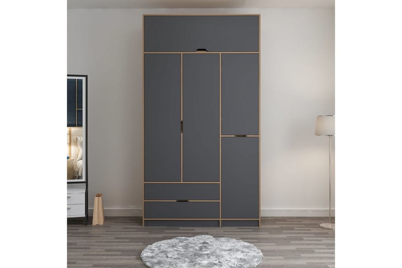 Munna Garderobe 140x253 cm - Antrasitt - Oppbevaring - Garderober & garderobesystem