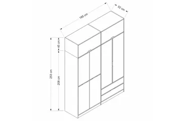 Munna Garderobe 185x253 cm - Antrasitt - Oppbevaring - Garderober & garderobesystem