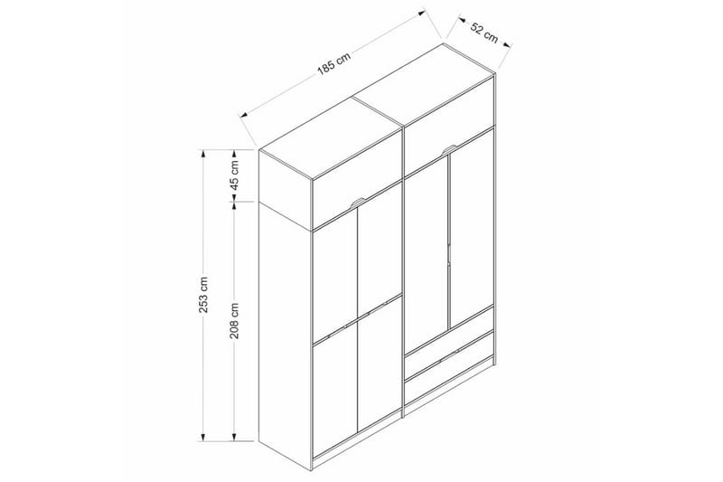 Munna Garderobe 185x253 cm - Antrasitt - Oppbevaring - Garderober & garderobesystem