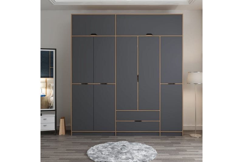 Munna Garderobe 232x253 cm - Antrasitt - Oppbevaring - Garderober & garderobesystem