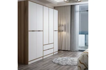 Munna Garderobeskap med Skuffer 232 cm i Malt Tre - Hvit - Oppbevaring - Garderober & garderobesystem