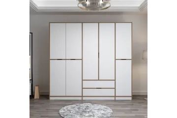 Munna Garderobeskap med Skuffer 232 cm i Malt Tre - Hvit - Oppbevaring - Garderober & garderobesystem