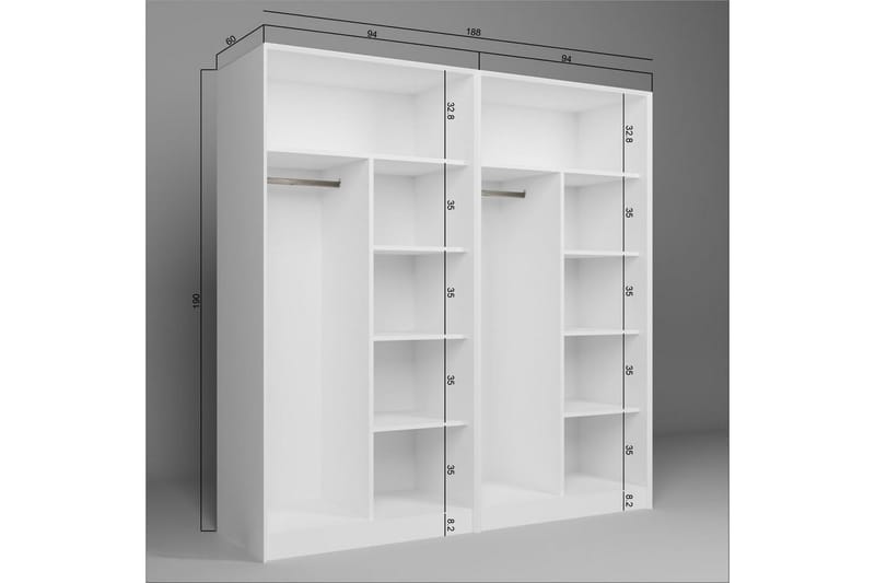 Nagouri Garderobe 188x190 cm - Hvit - Oppbevaring - Garderober & garderobesystem