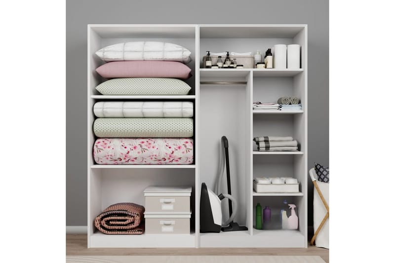 Nagouri Garderobe 188x190 cm - Hvit - Oppbevaring - Garderober & garderobesystem