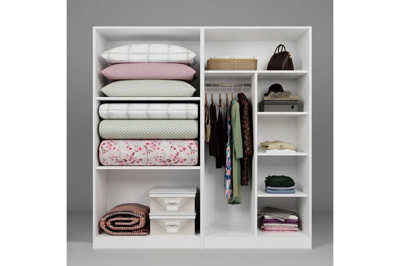 Nagouri Garderobe 188x190 cm - Hvit - Oppbevaring - Garderober & garderobesystem