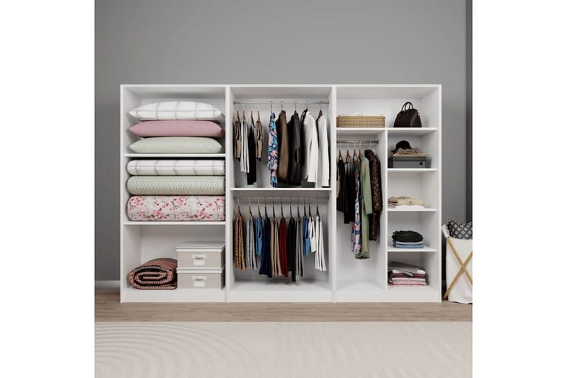 Nagouri Garderobe 280x190 cm - Hvit - Oppbevaring - Garderober & garderobesystem