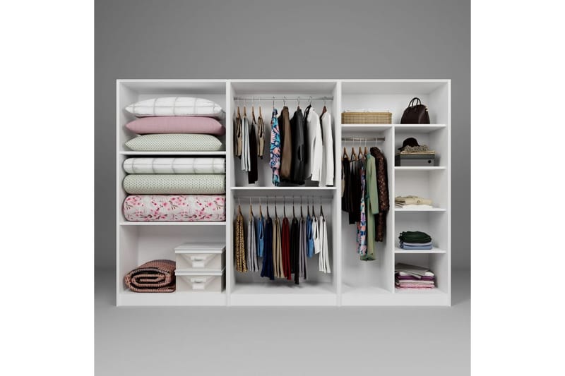 Nagouri Garderobe 280x190 cm - Hvit - Oppbevaring - Garderober & garderobesystem