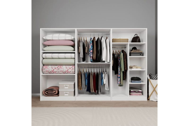 Nagouri Garderobe 280x190 cm - Hvit - Oppbevaring - Garderober & garderobesystem