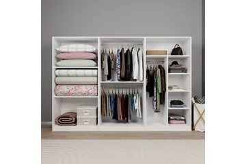 Nagouri Garderobe 280x190 cm - Hvit - Oppbevaring - Garderober & garderobesystem
