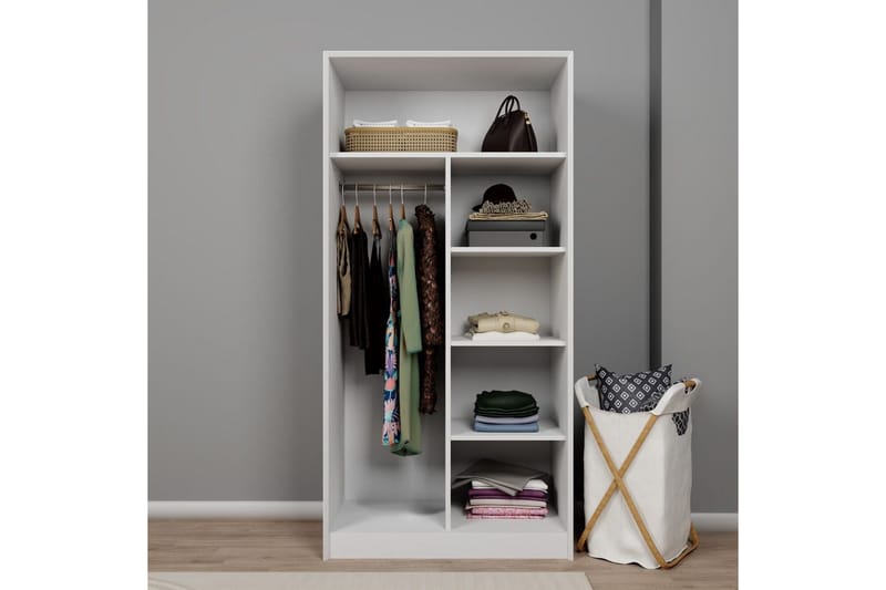 Nagouri Garderobe 94x190 cm - Hvit - Oppbevaring - Garderober & garderobesystem