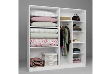 Nagouri Garderobe med Skuffer 188x190 cm i Tre - Hvit - Oppbevaring - Garderober & garderobesystem