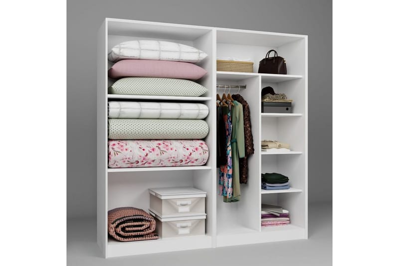 Nagouri Garderobe med Skuffer 188x190 cm i Tre - Hvit - Oppbevaring - Garderober & garderobesystem