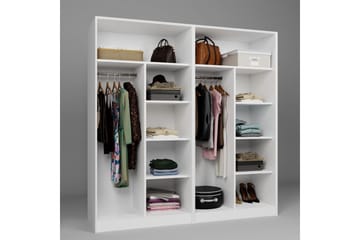 Nagouri Garderobe med Skuffer 188x190 cm i Tre - Hvit - Oppbevaring - Garderober & garderobesystem