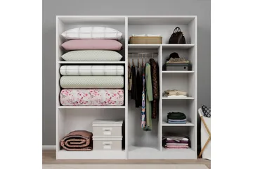 Nagouri Garderobe med Skuffer 188x190 cm i Tre - Hvit - Oppbevaring - Garderober & garderobesystem