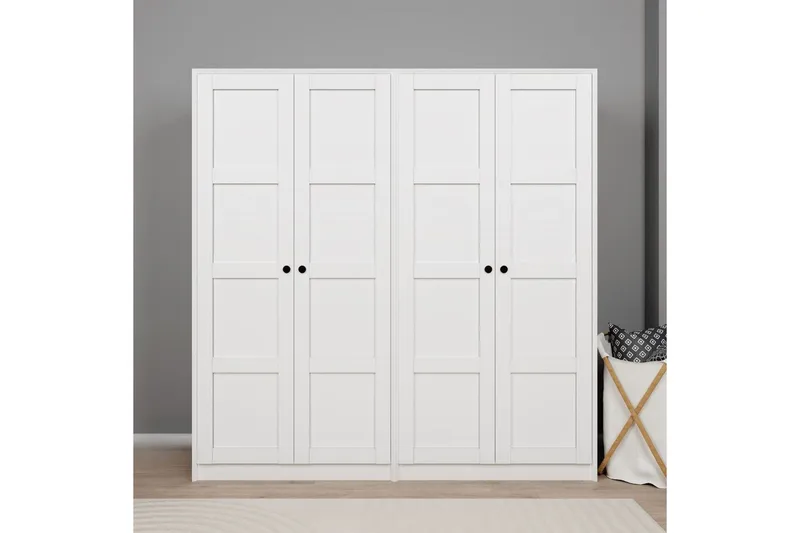 Nagouri Garderobe med Skuffer 188x190 cm i Tre, Hvit