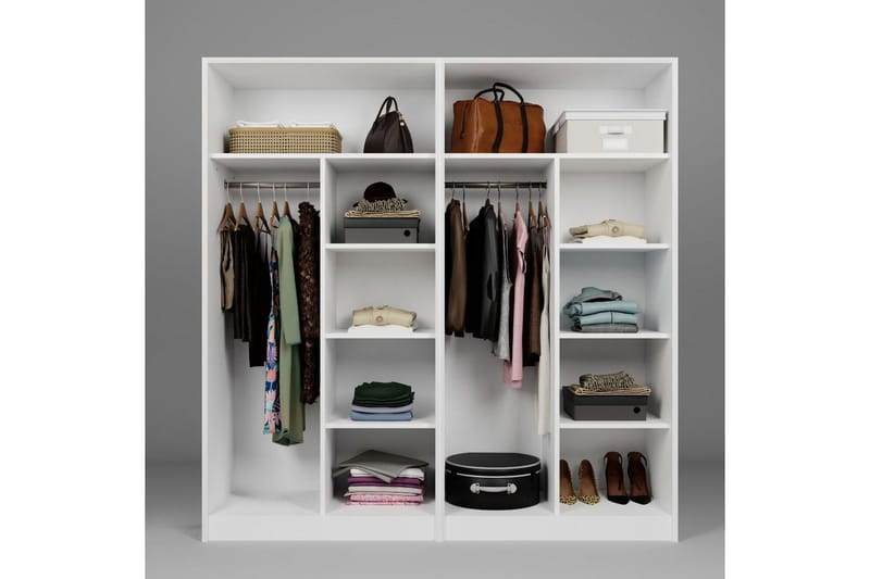 Nagouri Garderobe med Skuffer 188x190 cm i Tre - Hvit - Oppbevaring - Garderober & garderobesystem